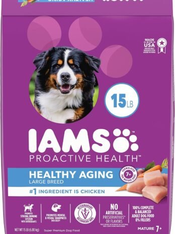 IAMS Healthy Aging Adult Large Breed Dry Dog Food for Mature and Senior Dogs with Real Chicken, 15 lb. Bag